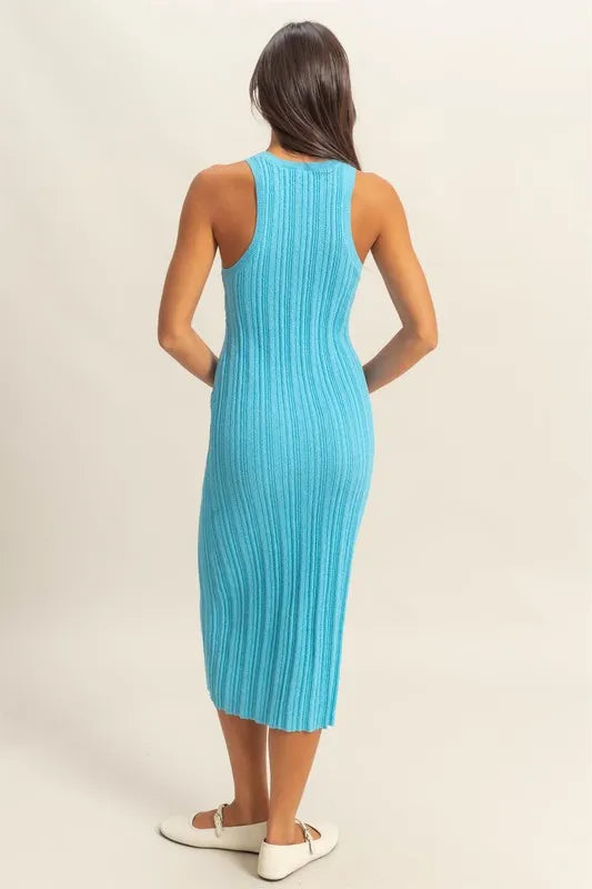 Round Neck Bodycon Ribbed Knit Dress