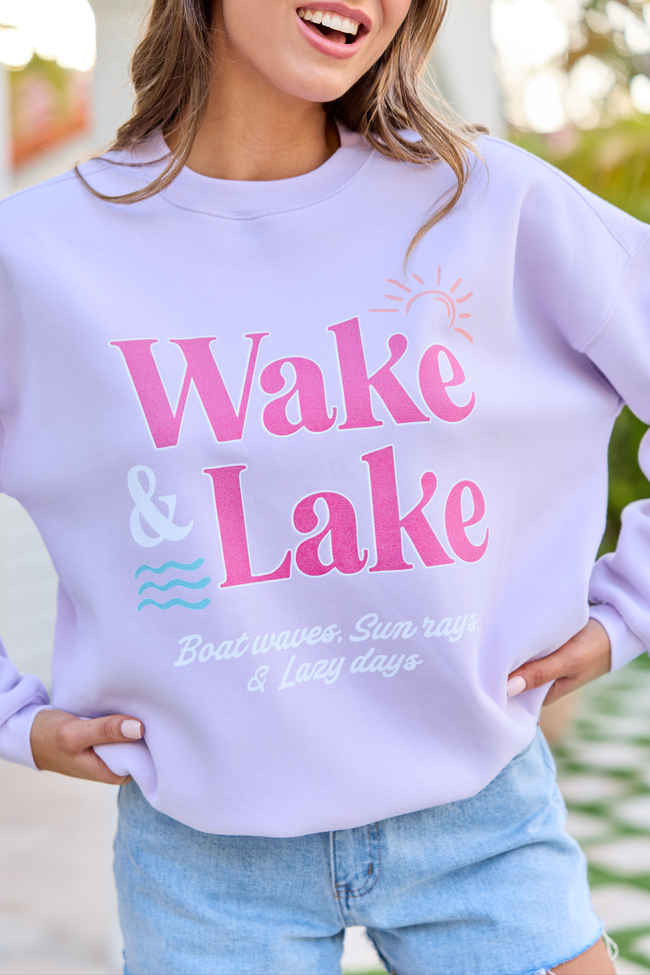 Wake & Lake Purple Graphic Sweatshirt