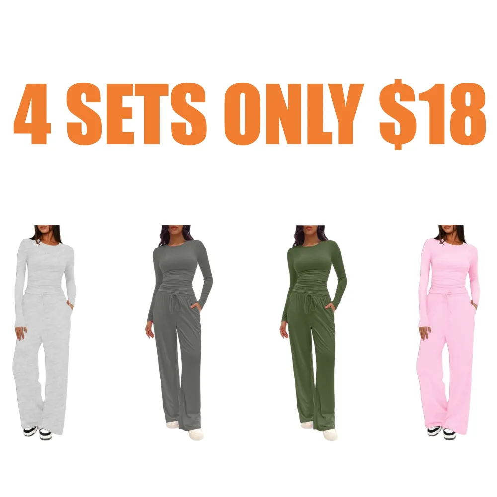 Women's Solid Ruched Drawstring Loungewear Set