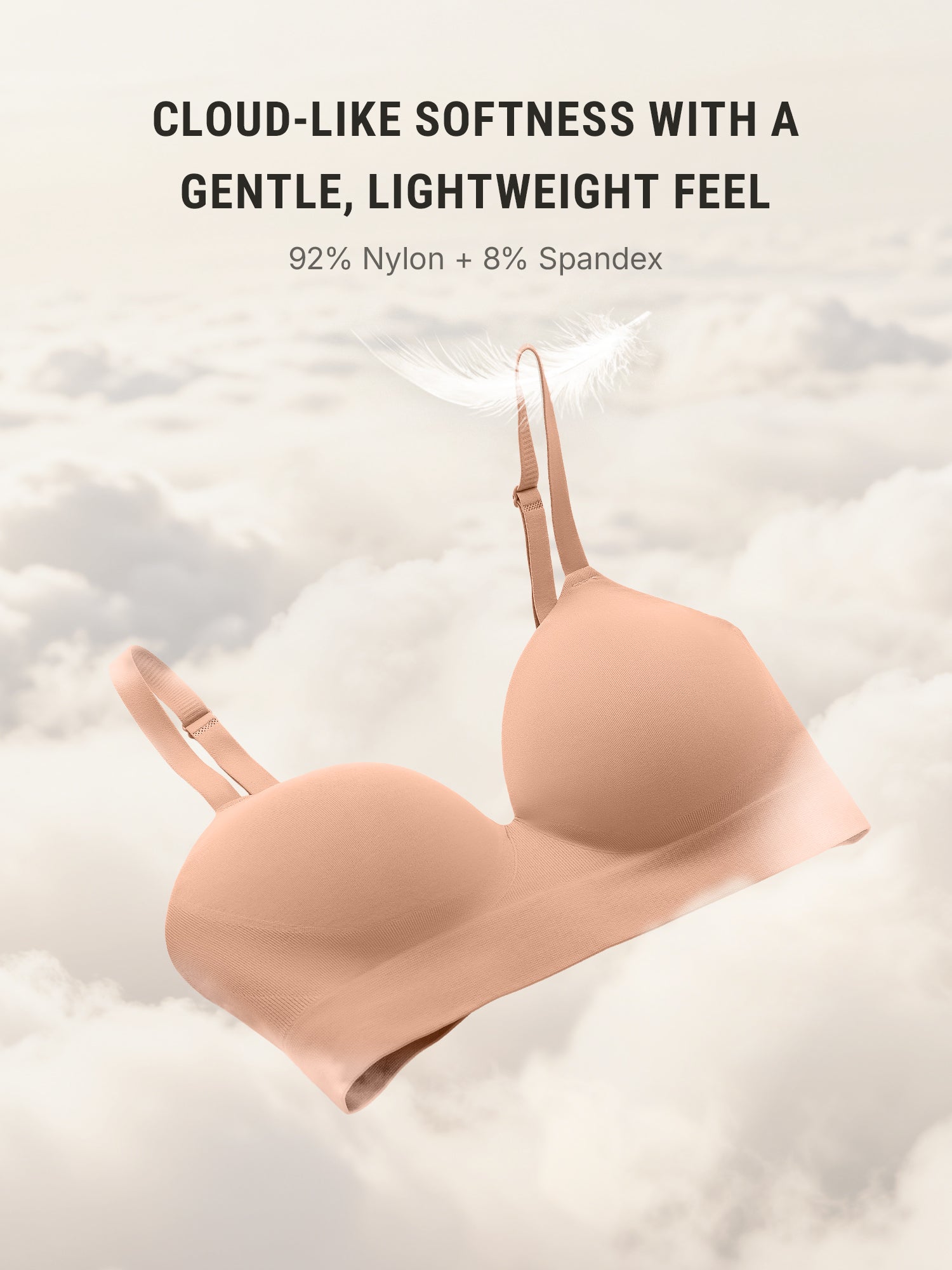 Feelingirl Wireless Push-Up Seamless Comfort Full Coverage Bra