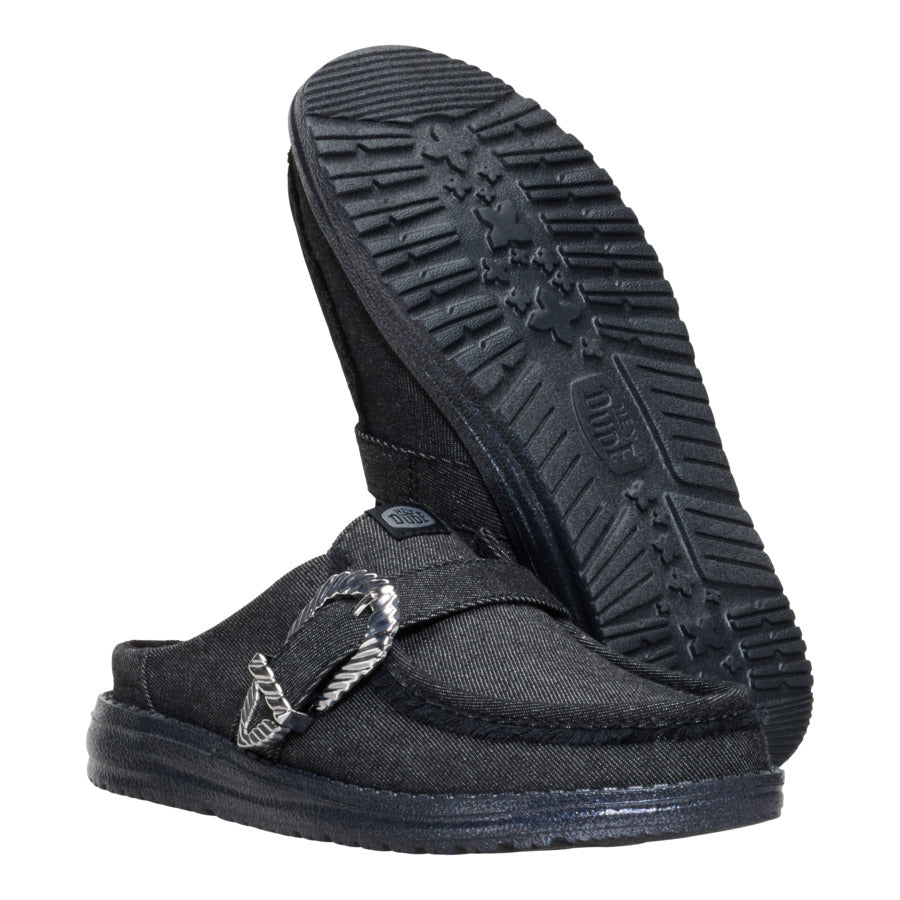 Wendy Slip Buckle Denim - Black/Black