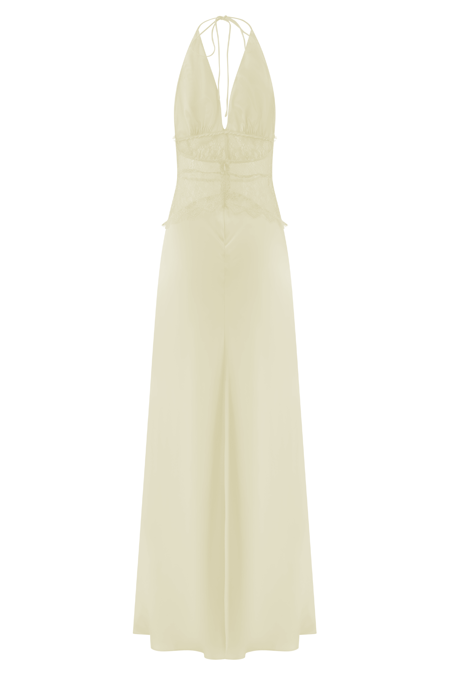 Lemon Lace And Satin Maxi Dress