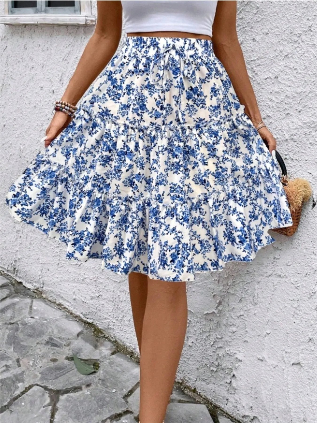 Floral Print Midi Skirt