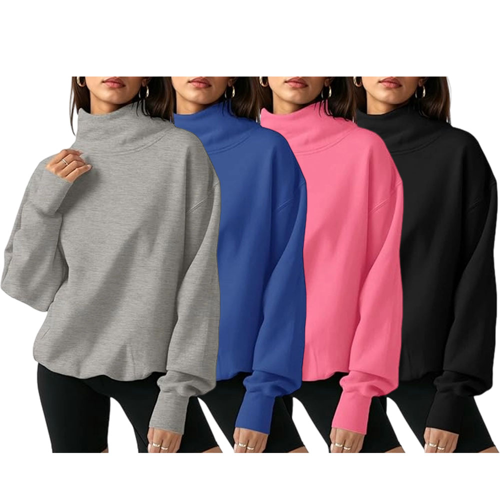 2026 Women's Oversized Turtleneck Sweatshirt Long Sleeve Pullover