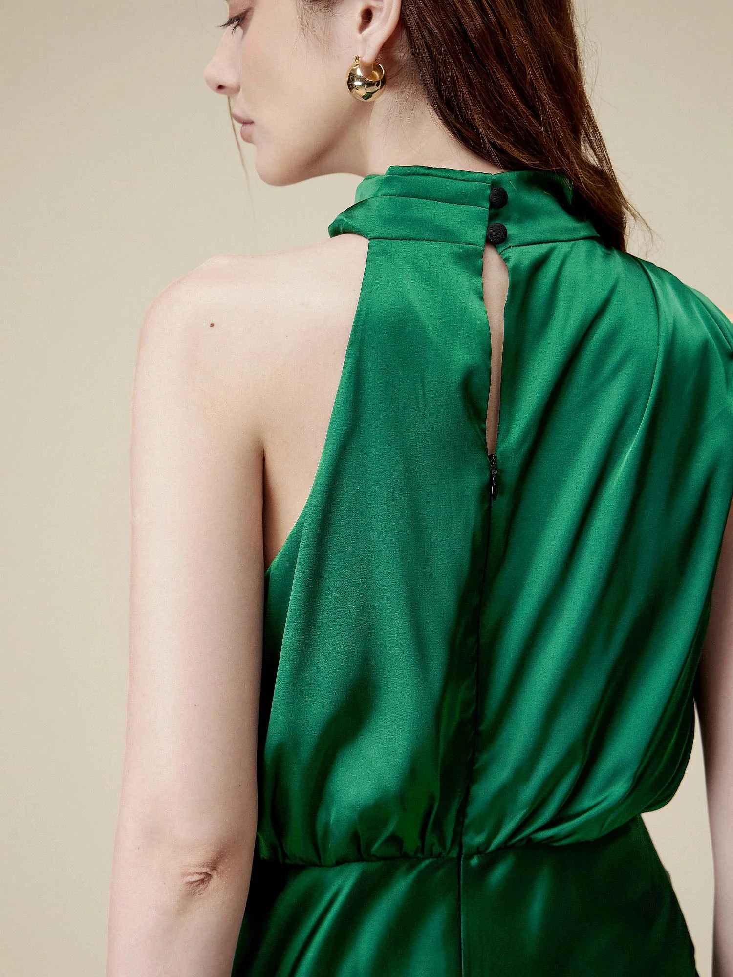 85% Acetate Irregular Neck Satin Dress