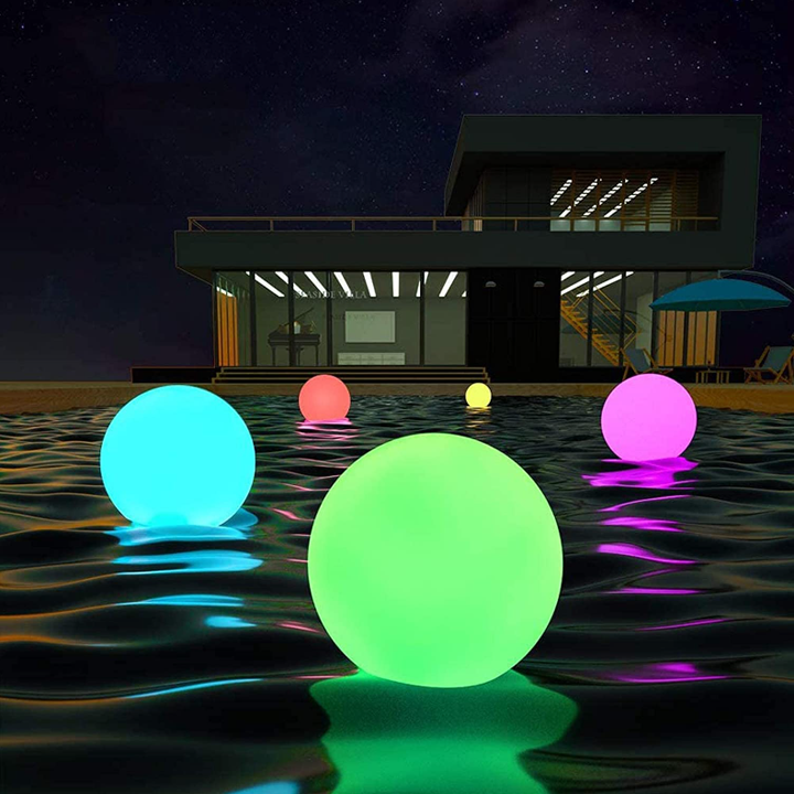 Cordless LED Glowing Ball Light - 16 RGB Color Changing Waterproof Floating Ball Lamp w/Remote