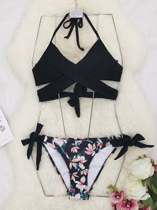 Floral Printed Bandage Bikini Swimwear