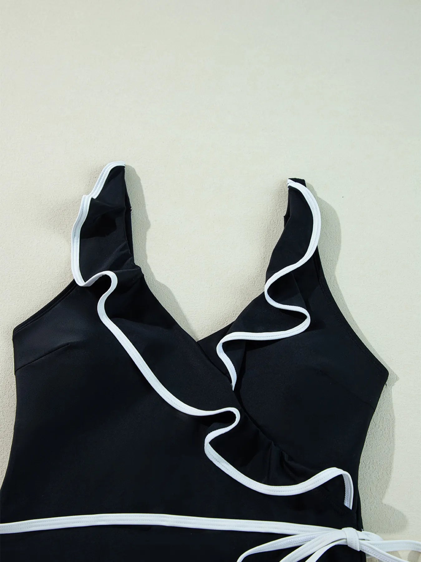 Ruffle Trim V-Neck One-Piece Swimsuit