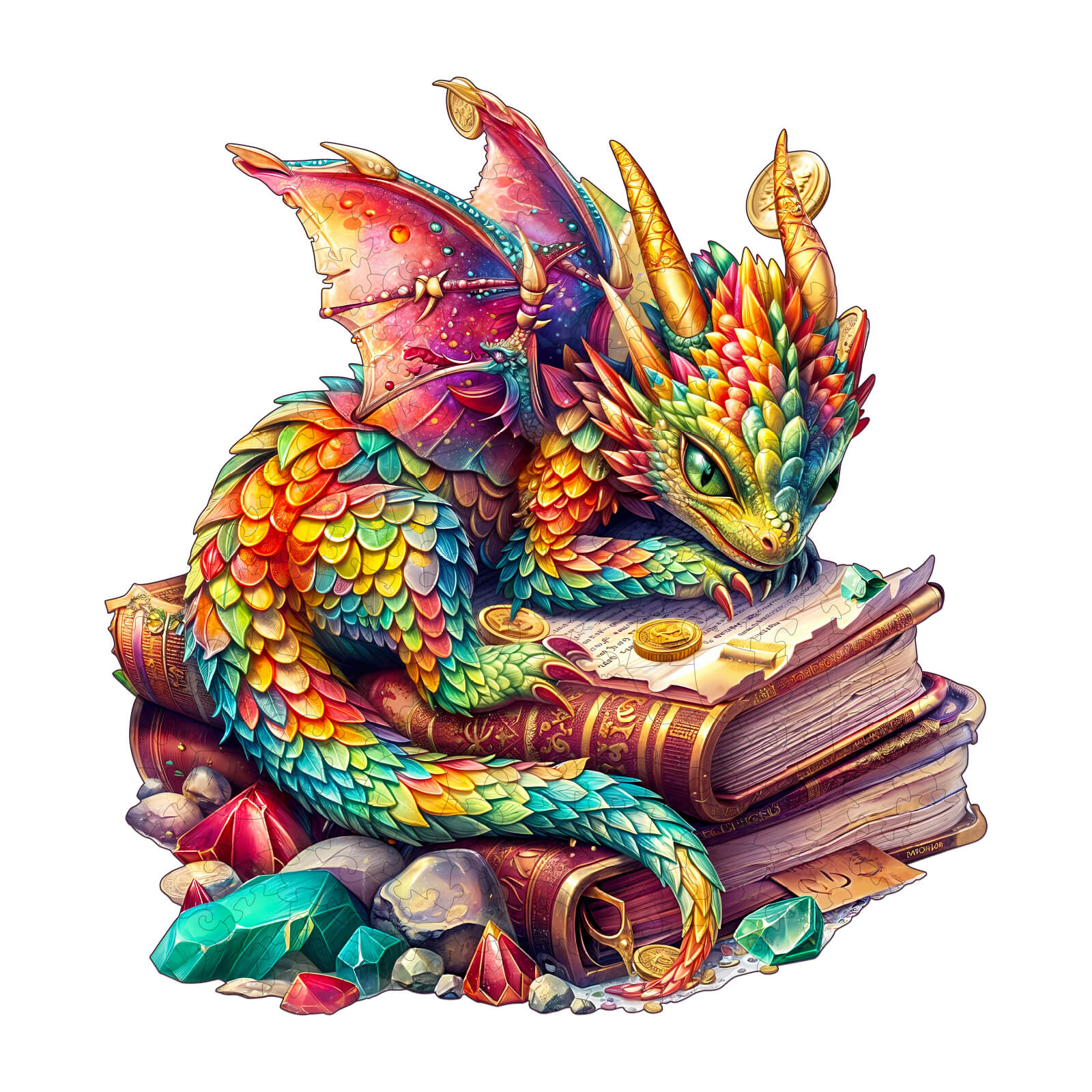 Jeweled Dragon Wooden Jigsaw Puzzle