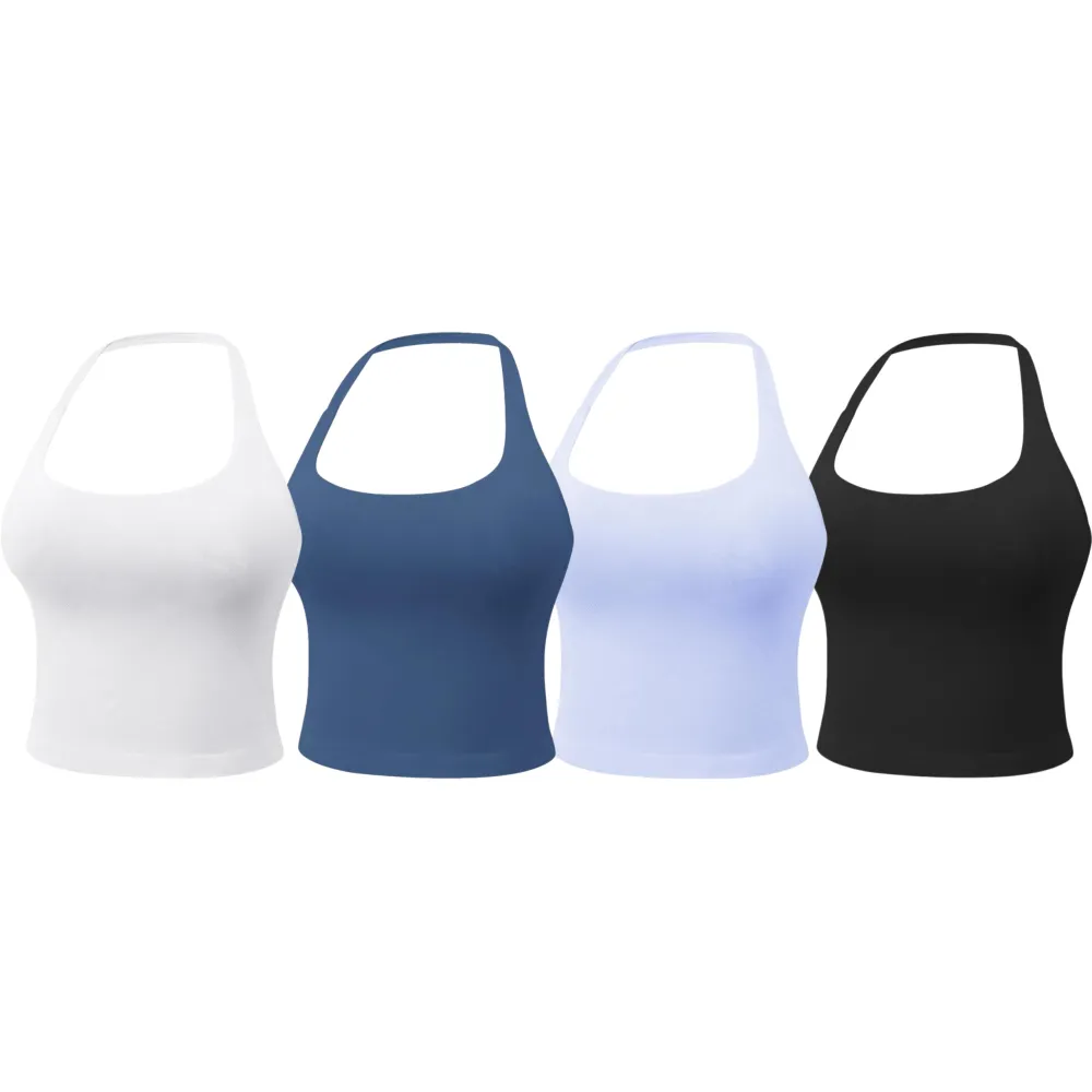 Women's Solid Removable Chest Pad Sports Tank Top