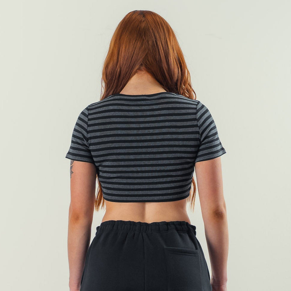 STRIPED BABY TEE - BLACK / GREY