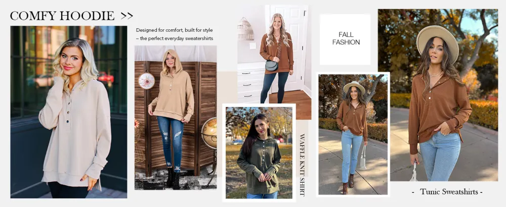 Womens Oversized Button Up V Neck Sweatshirt