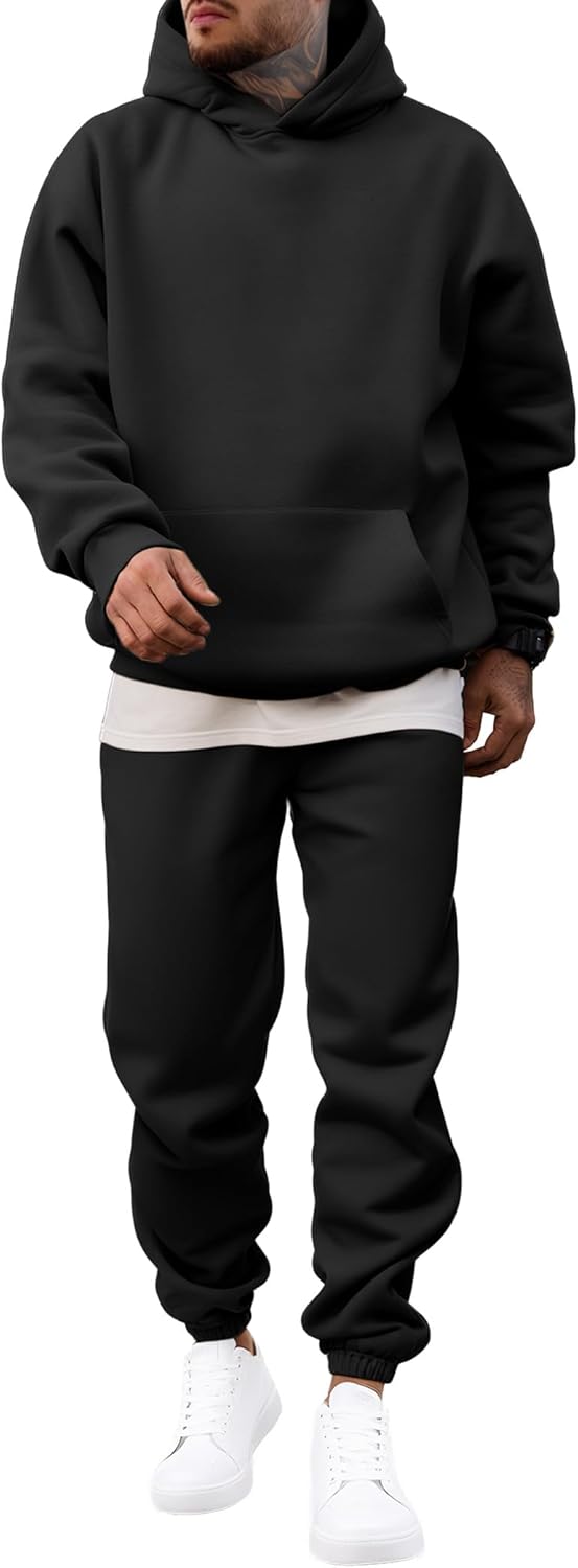 JMIERR Men's 2 Piece Outfits Hoodie Sweatshirt Tracksuit & Joggers Sweatpants Sweatsuit Set