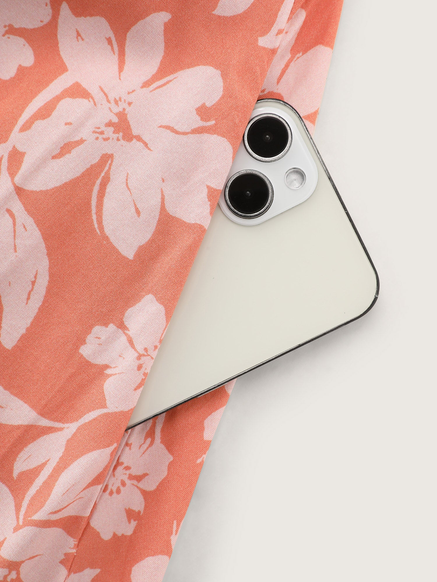 Large Floral Print Shirred Neckline Mini Dress