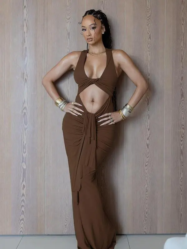 Women's twisted pleated vest dress