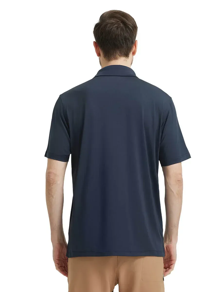 Men'S Designed Collared Solid Performance Polo