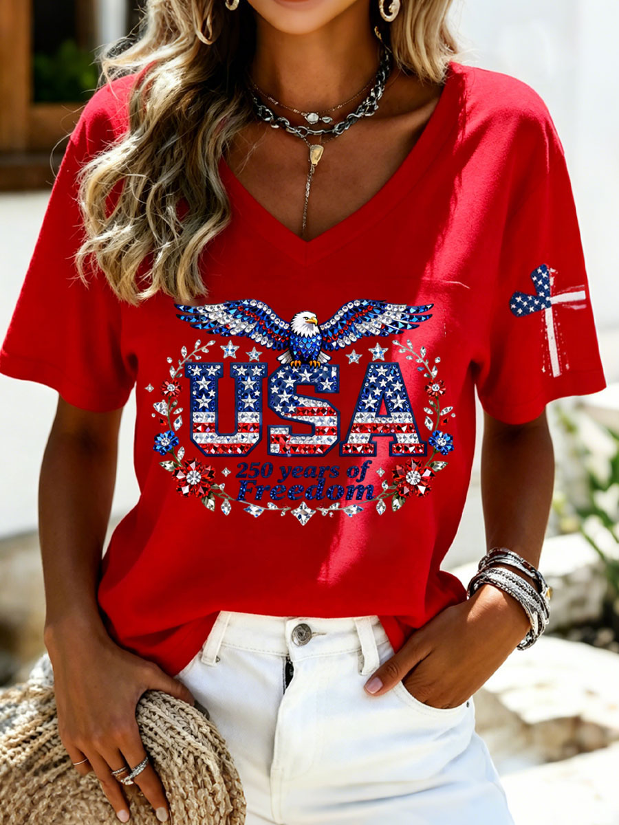 Women's Casual 250th Anniversary Independence Day Printed T-shirt