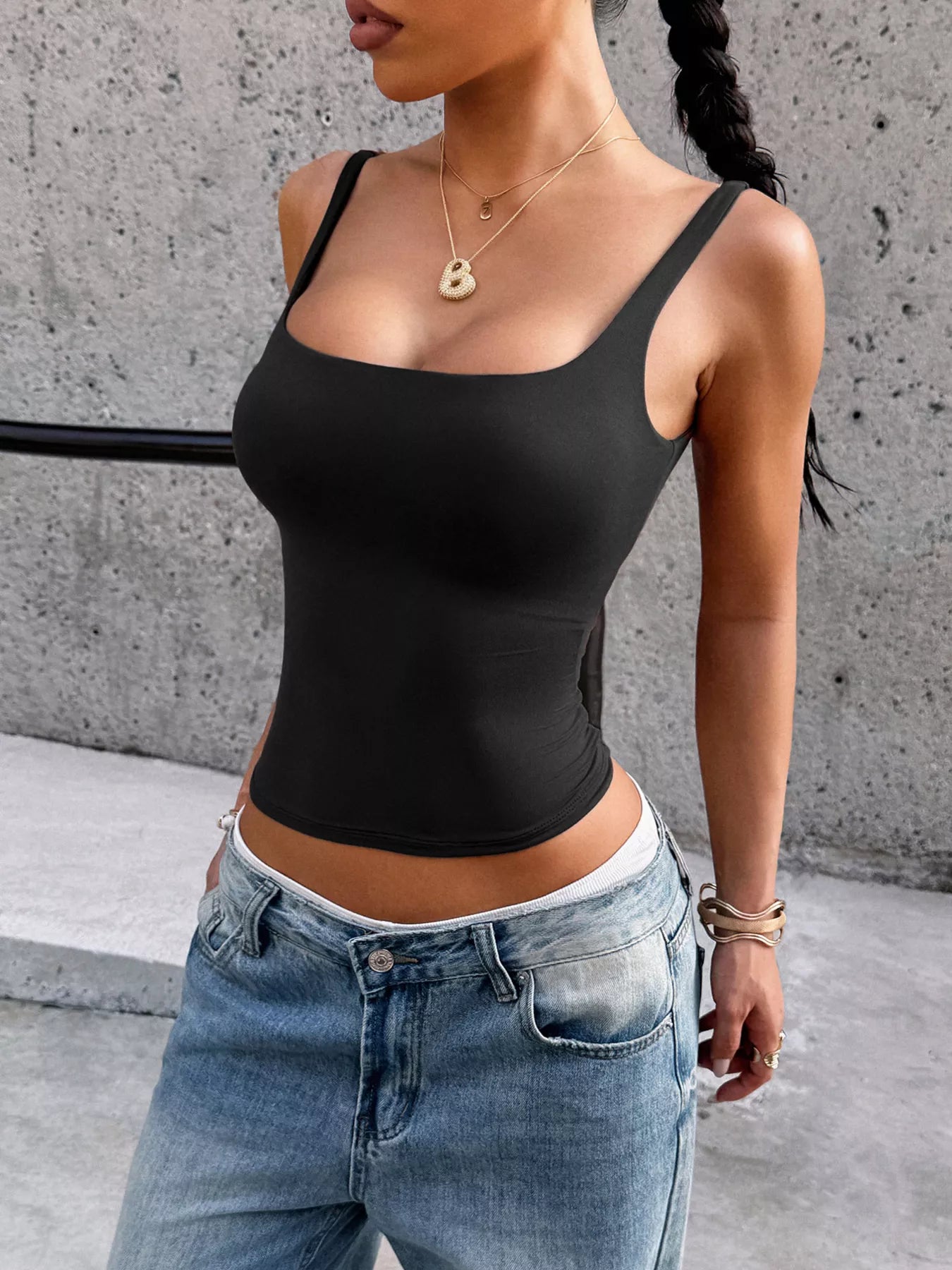 Square Neck Slim Fit Tank Top