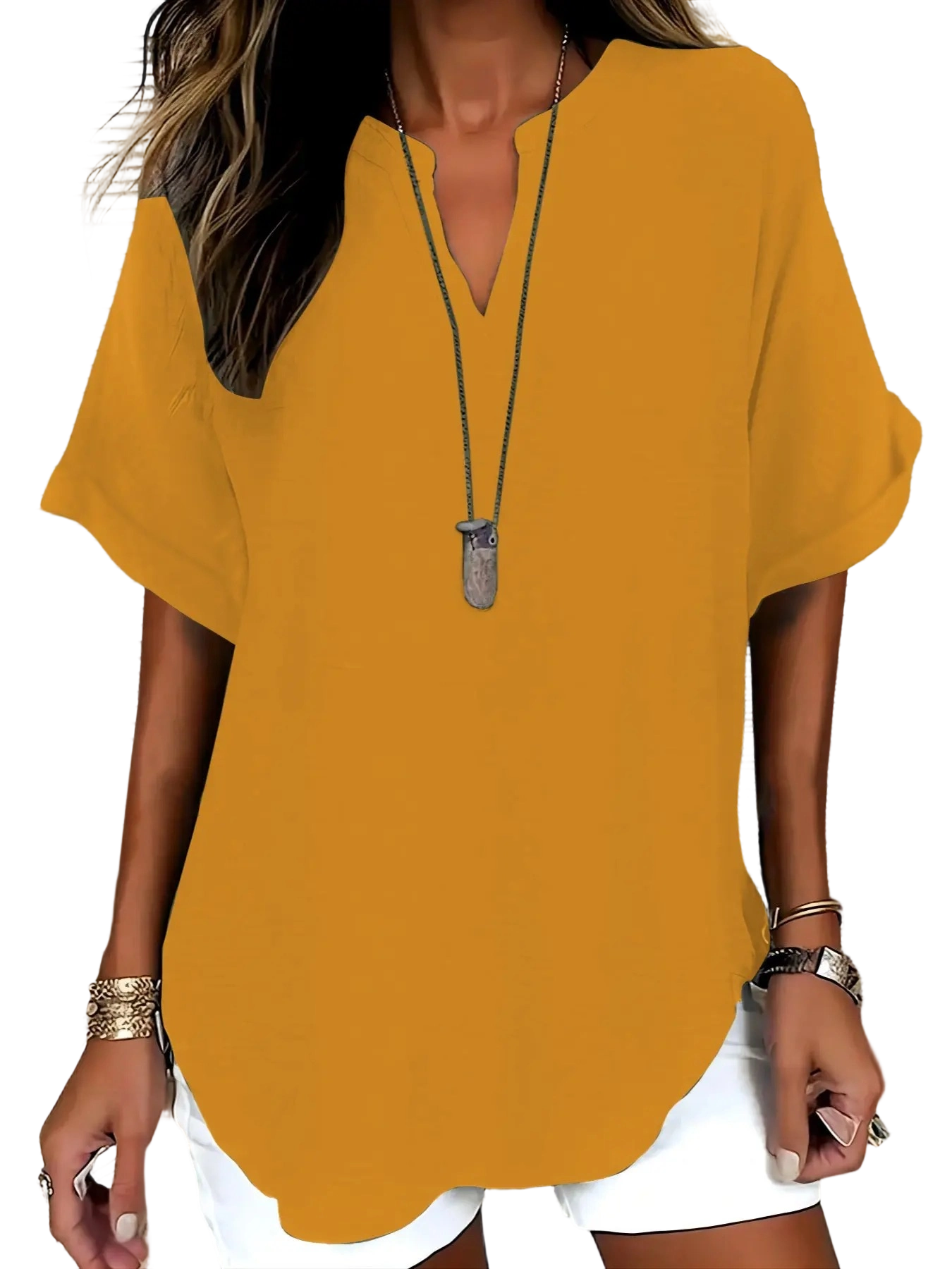 Women's Plain Short Sleeve Blouse, Casual Solid Color Top for Daily Wear, Ladies Clothes for All Seasons