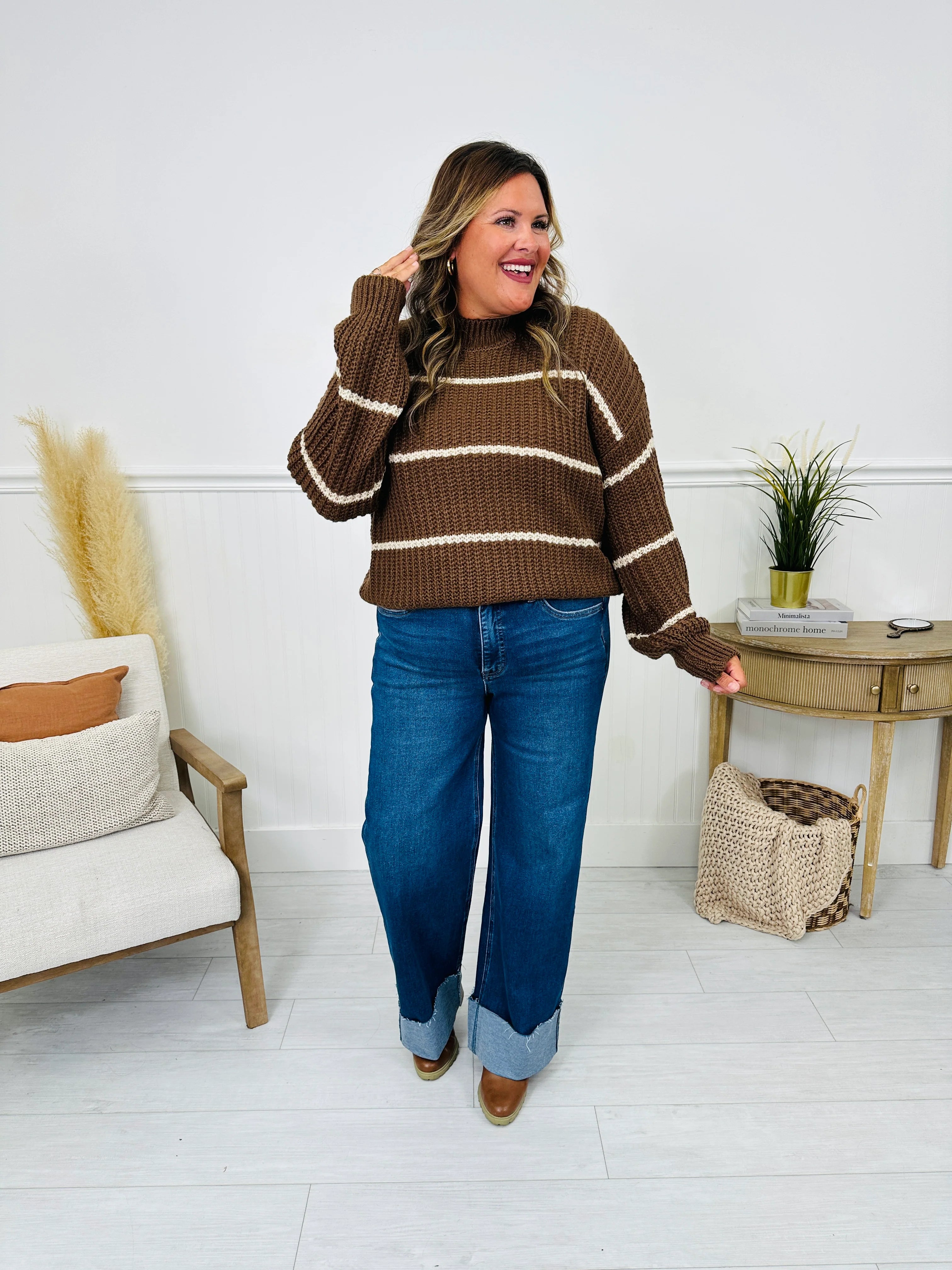 Follow The Trend Wide Leg Tummy Control Cuffed Jeans