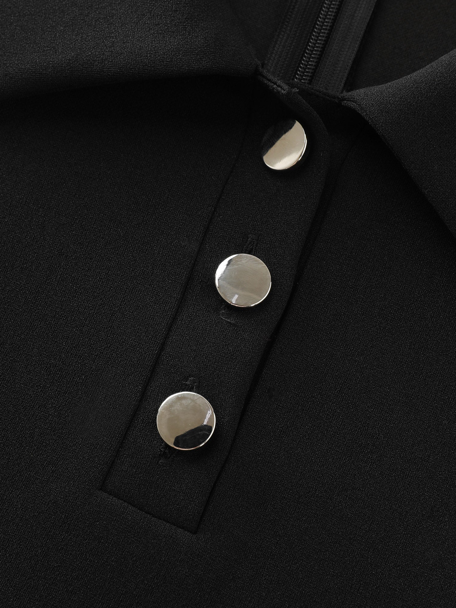 Polo Collar Button Detail Pockets Knee Dress