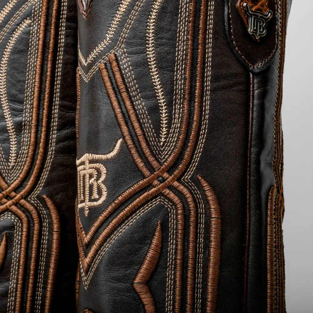 Honey Caiman Hornback Leather Boots - Square Toe