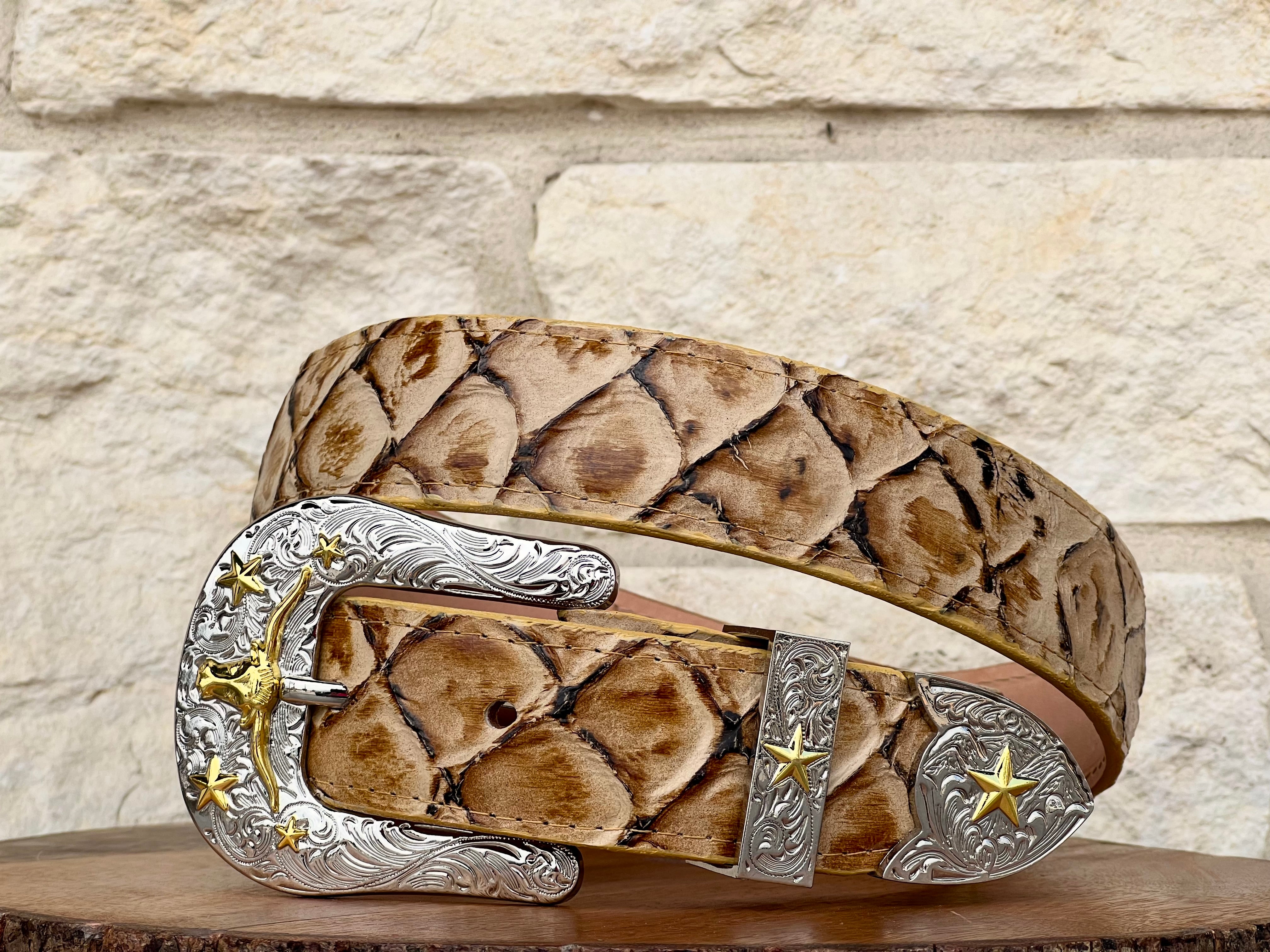 Bone Fish Leather Belt