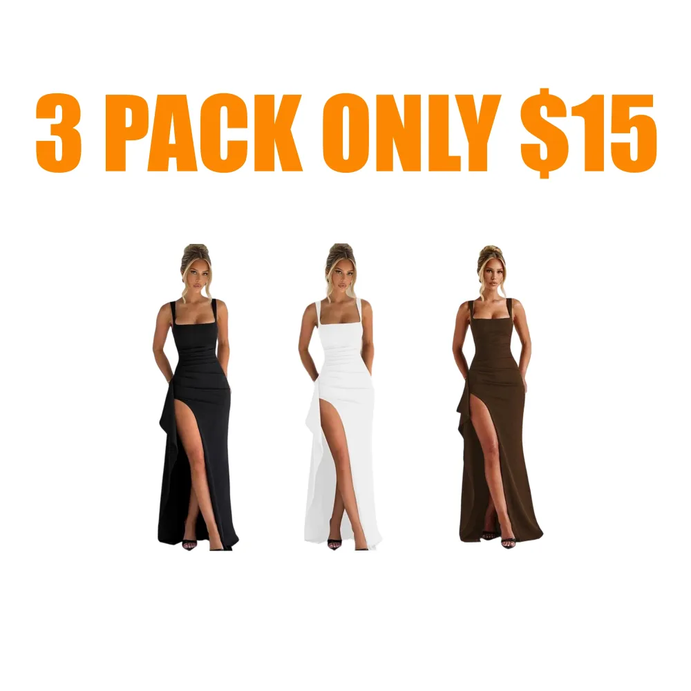 Women's Plain Split Thigh Backless Dress