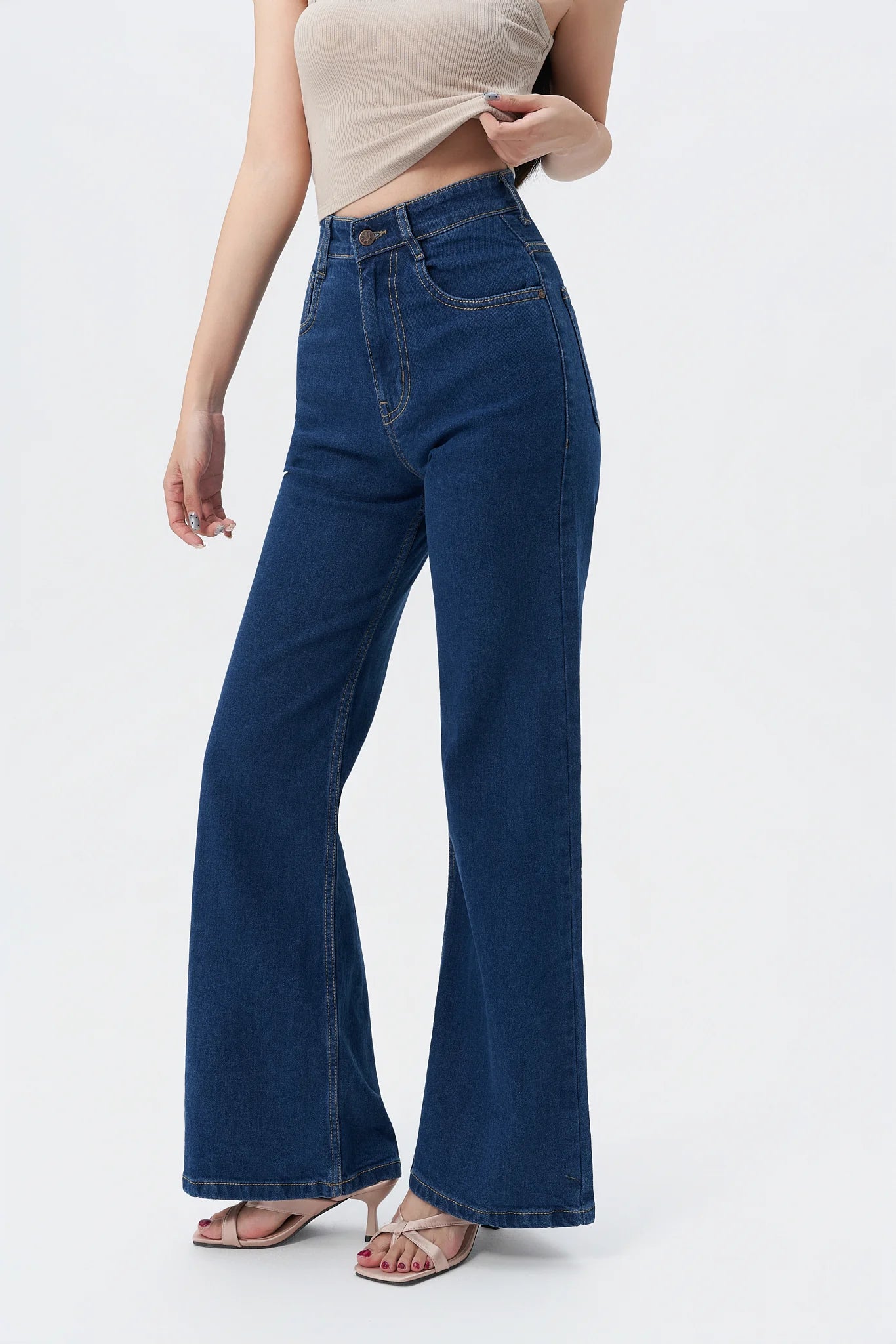 True Blue Wide Leg High Rise jeans