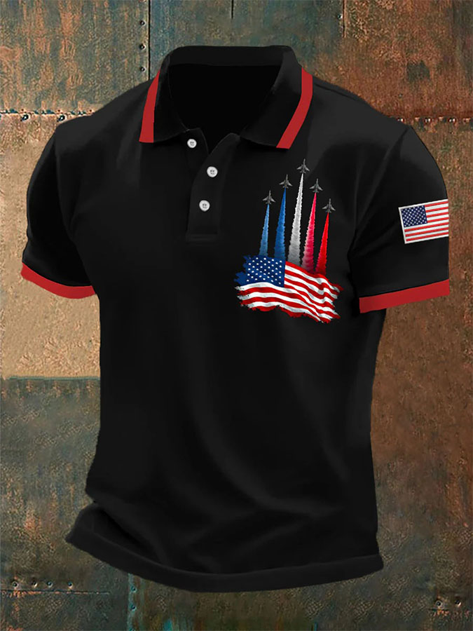 Men'S Retro Patriotic Independence Day 250Th Anniversary Polo Shirt
