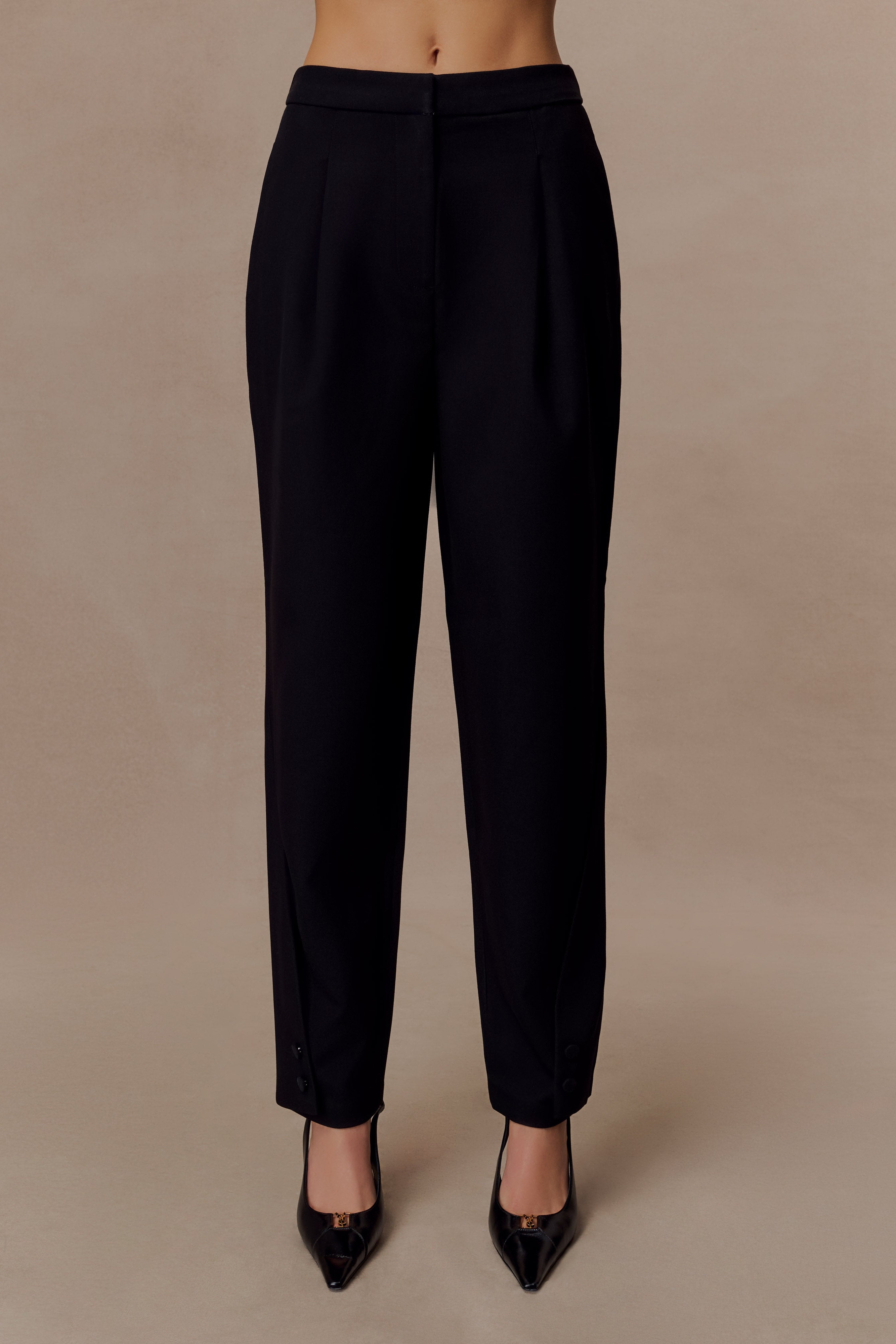 Black Barrel Leg Suiting Pants