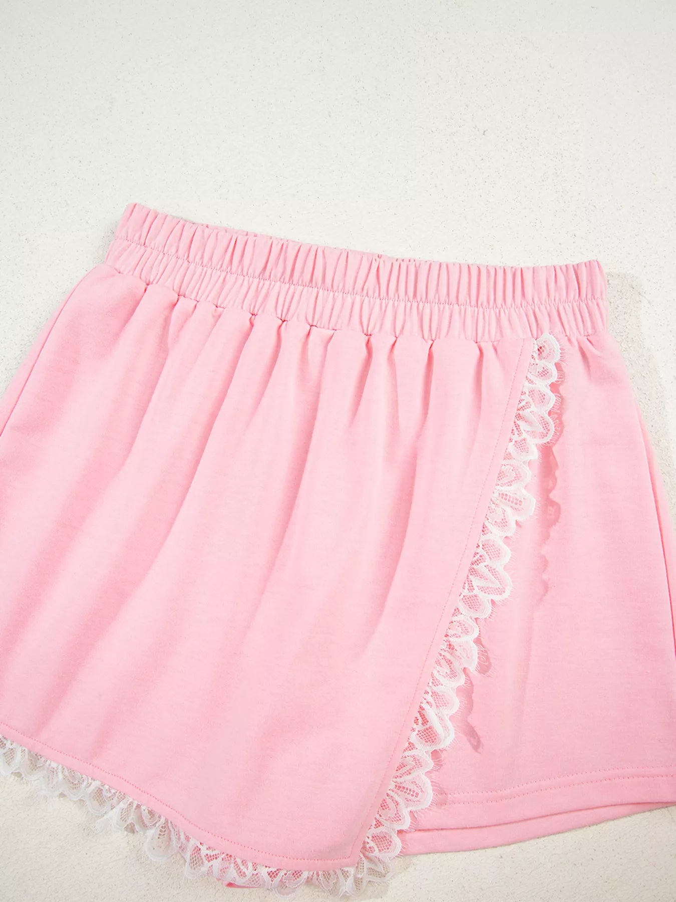 Peter Pan Lace Embellished Neck Sweatshirt and Skirt Two Piece Set