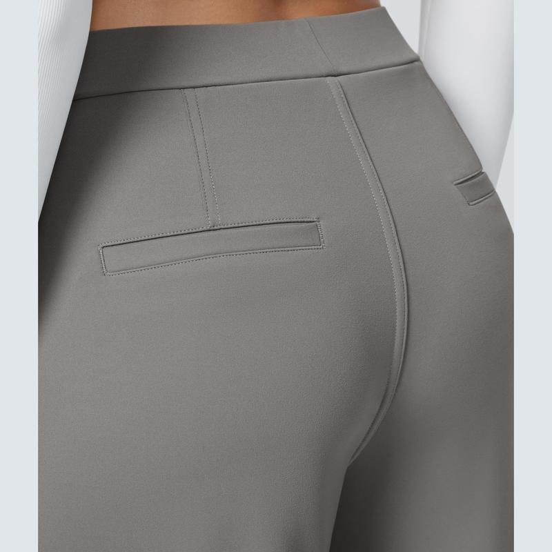 Women High Waisted Pocket Straight Leg Work Pants