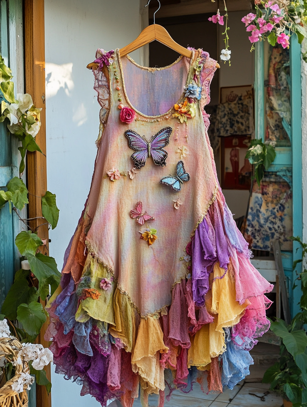 Summer Rainbow Lace Patchwork Dress be9f