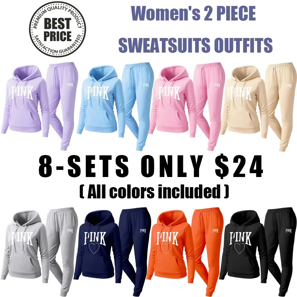 Women's Pink Heart Print Tracksuit