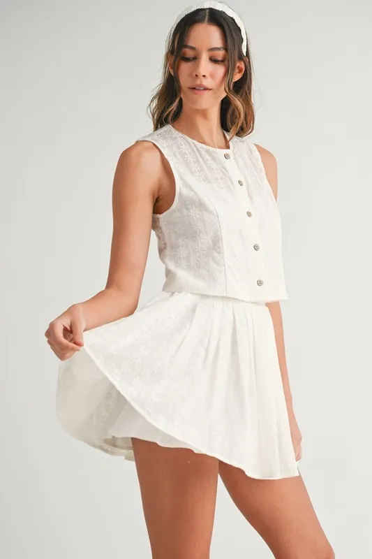 Eyelet Lace Top and Mini Skirt Set