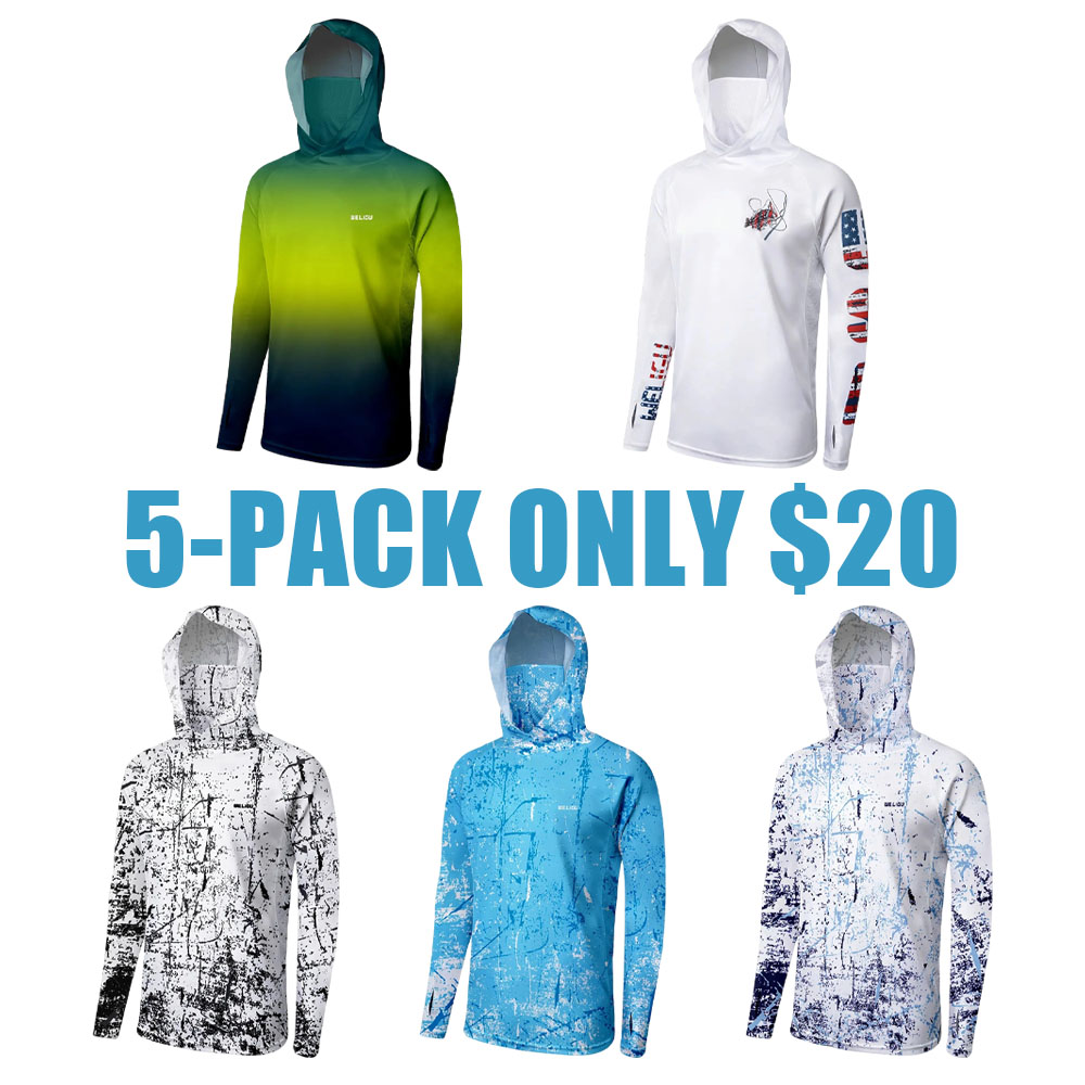 Men's UPF 50+ Sun Protection Hoodie with Face Mask & Neck Gaiter