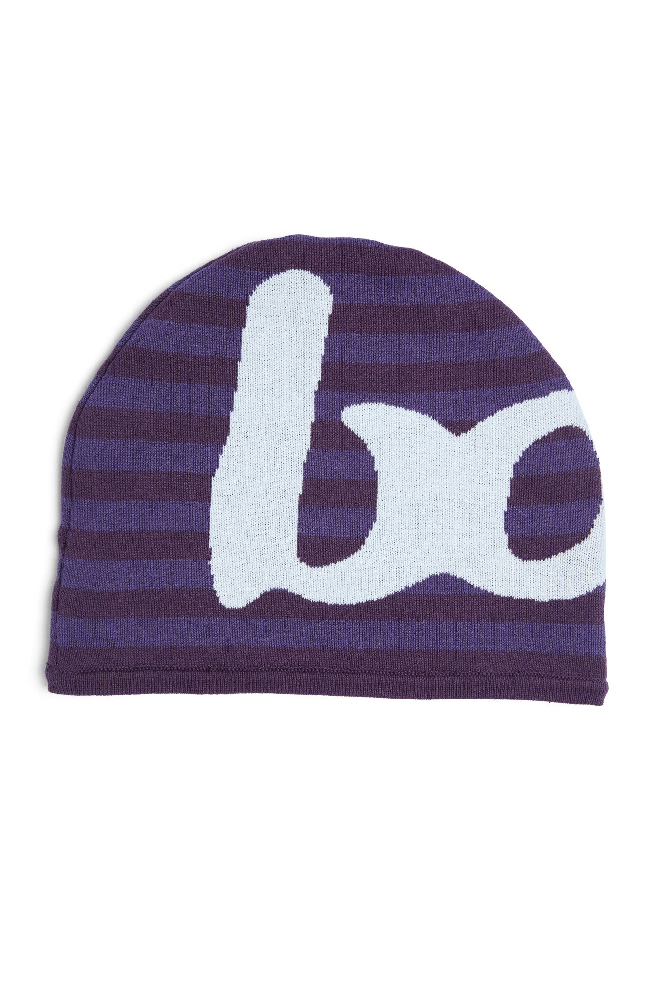 STRIPED KNIT BEANIE (ROYALTY PURPLE/CREAM)