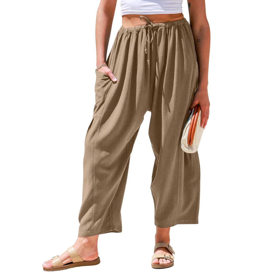 Women's Loose T-Shirt + Linen Wide-Leg Pants