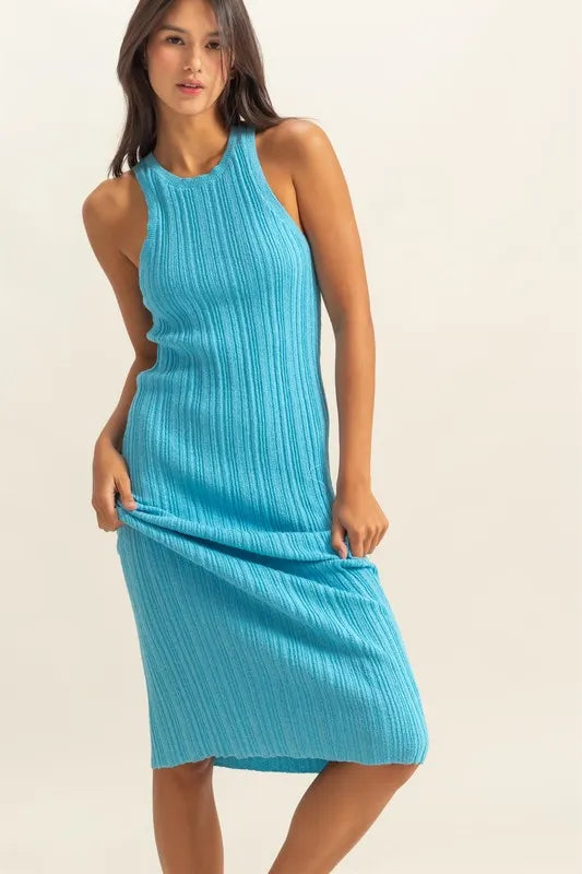 Round Neck Bodycon Ribbed Knit Dress
