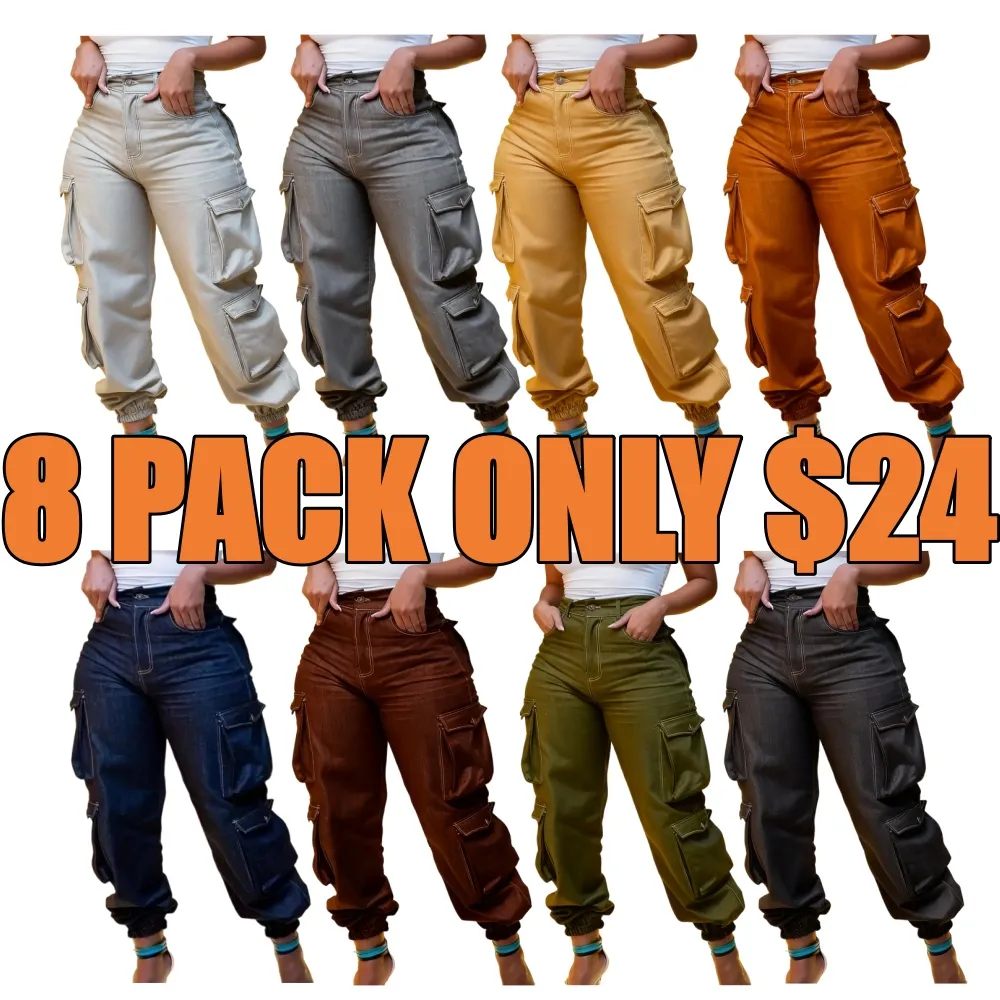 Women's Y2K High-Waist Cargo Denim Flap Pocket Pants