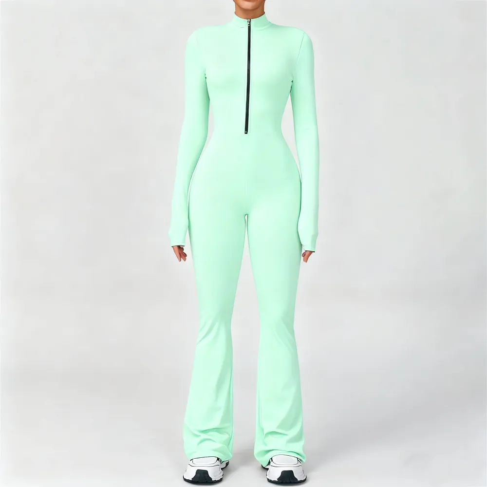 Women's Long Sleeve Flared Sports Jumpsuit