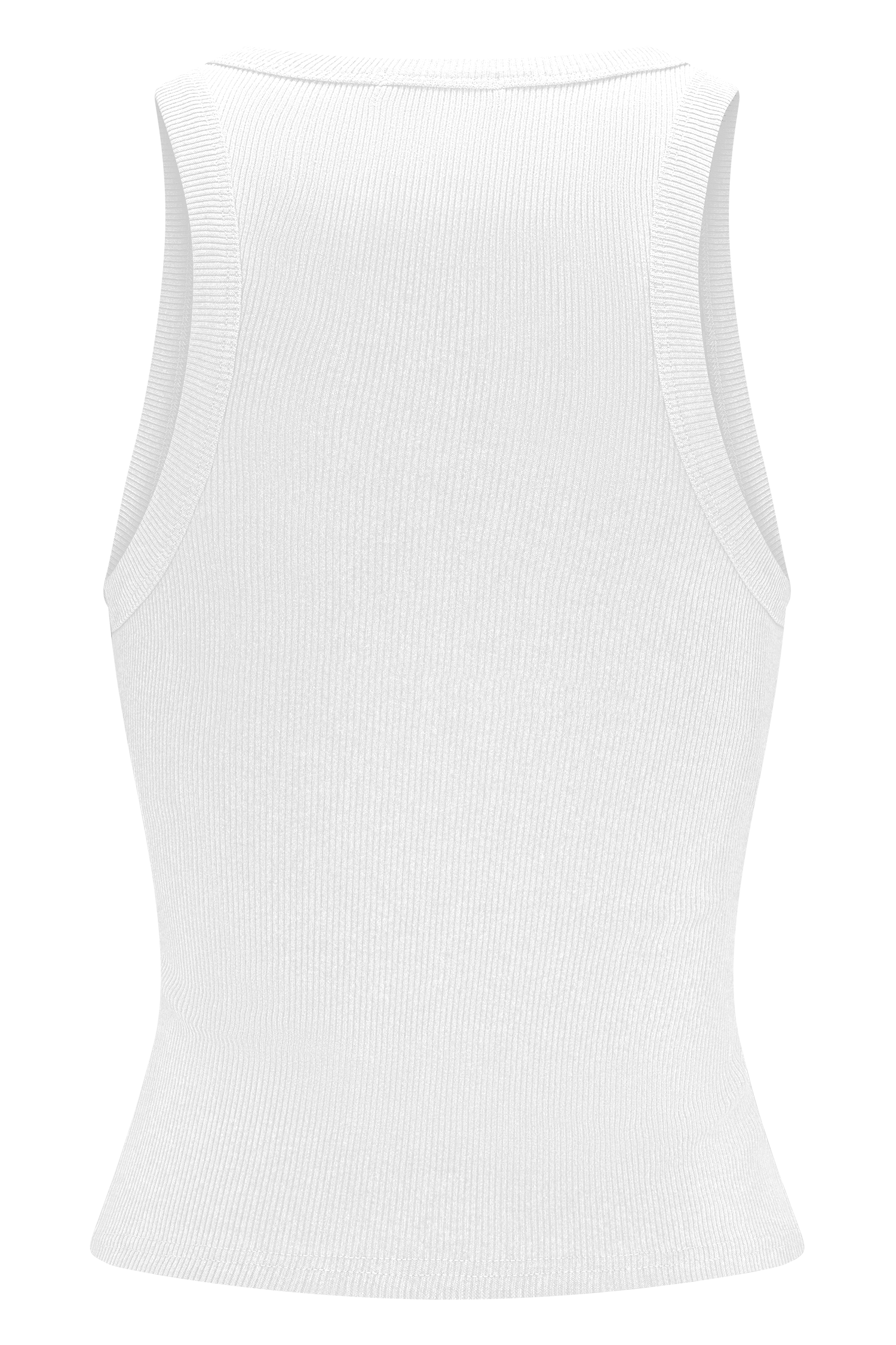 White Ribbed Sleeveless Top With Hardware