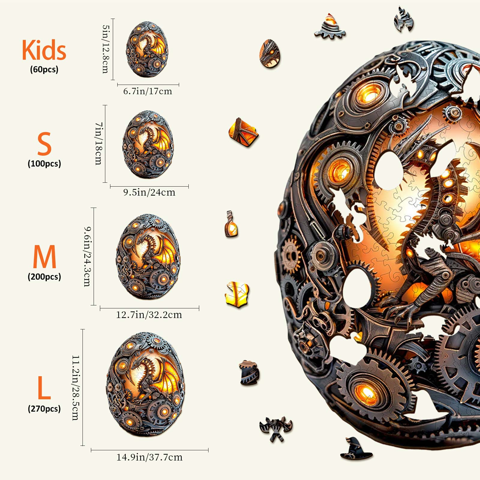 Mechanical Dragon Egg Wooden Jigsaw Puzzle