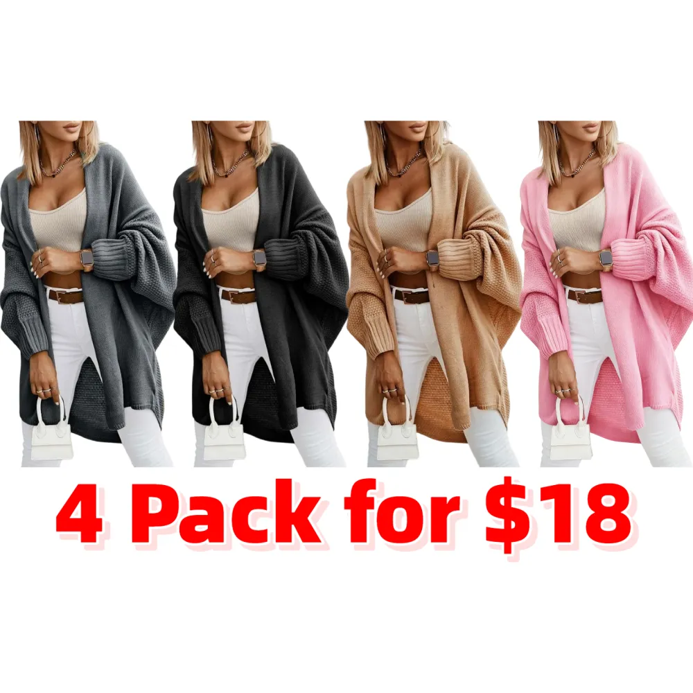 Women's Fall Cardigans Open Front Batwing Sleeve Knit Oversized Long Cardigan Sweaters