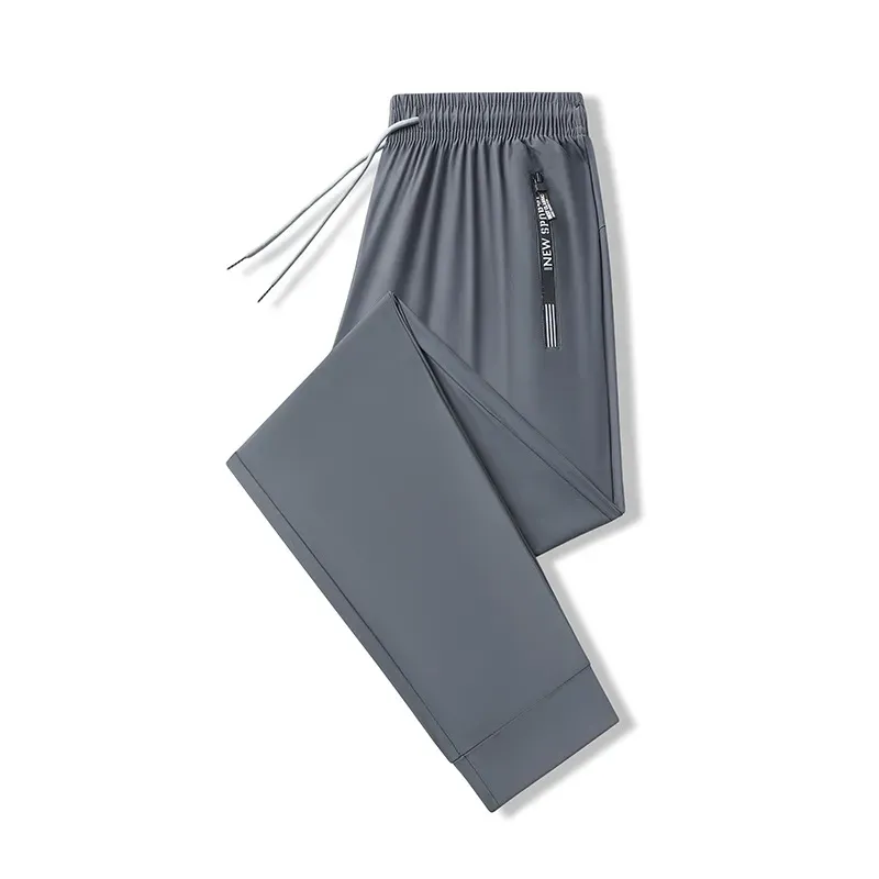 Men'S Ice Silk Pants Breathable Casual Pants Sports Pants Quick-Drying Pants Men'S Elastic Straight Large Size