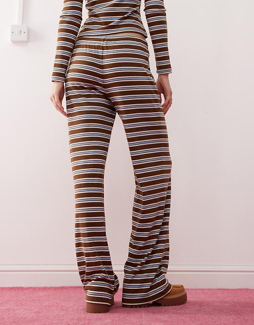 relaxed rib stripe pants SET