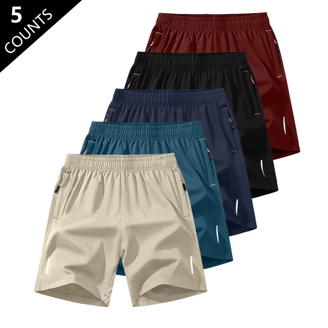 Men's Breathable 3/4-Length Cargo Shorts with Zipper Pockets