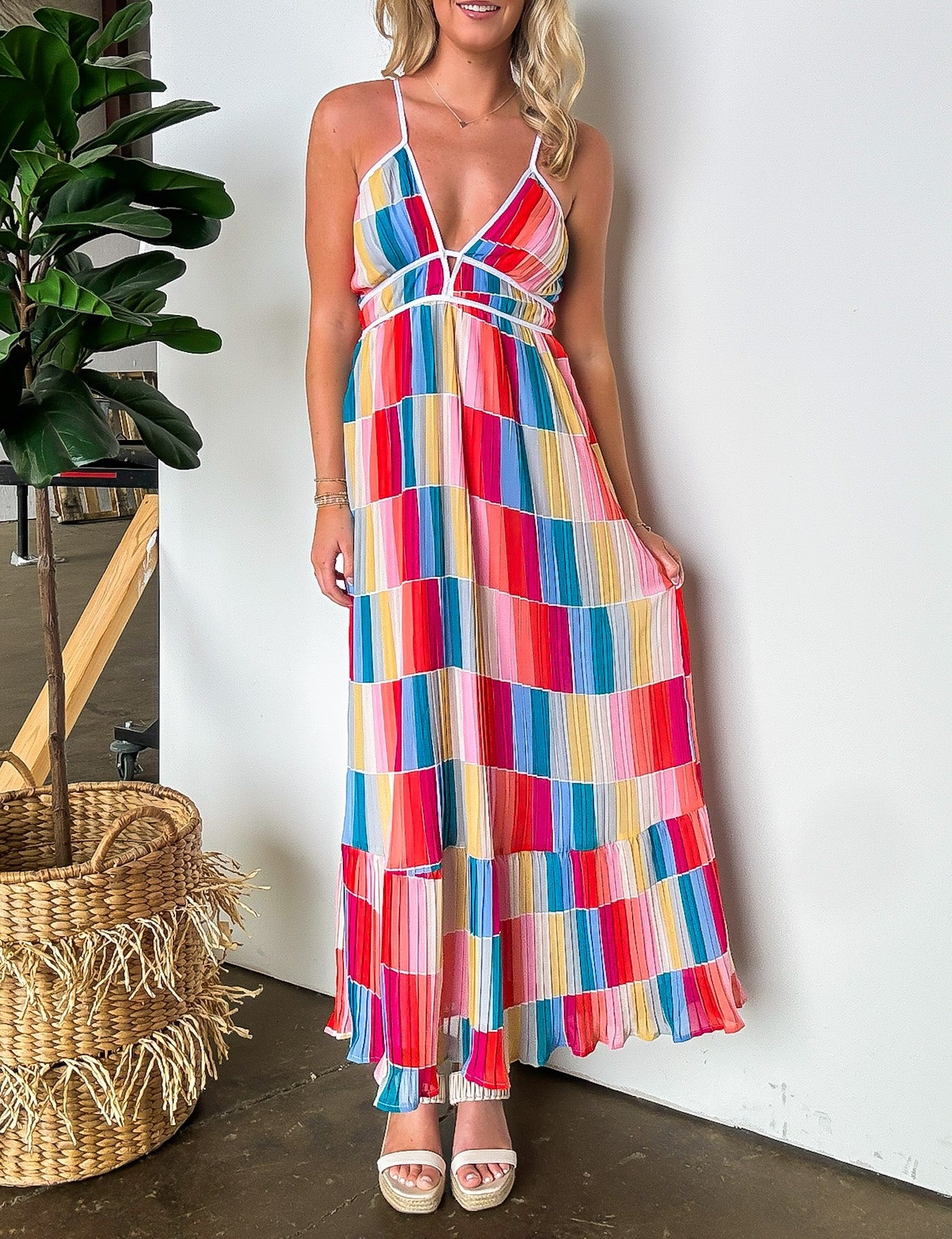 Rainbow Summer Multi Color Maxi Dress