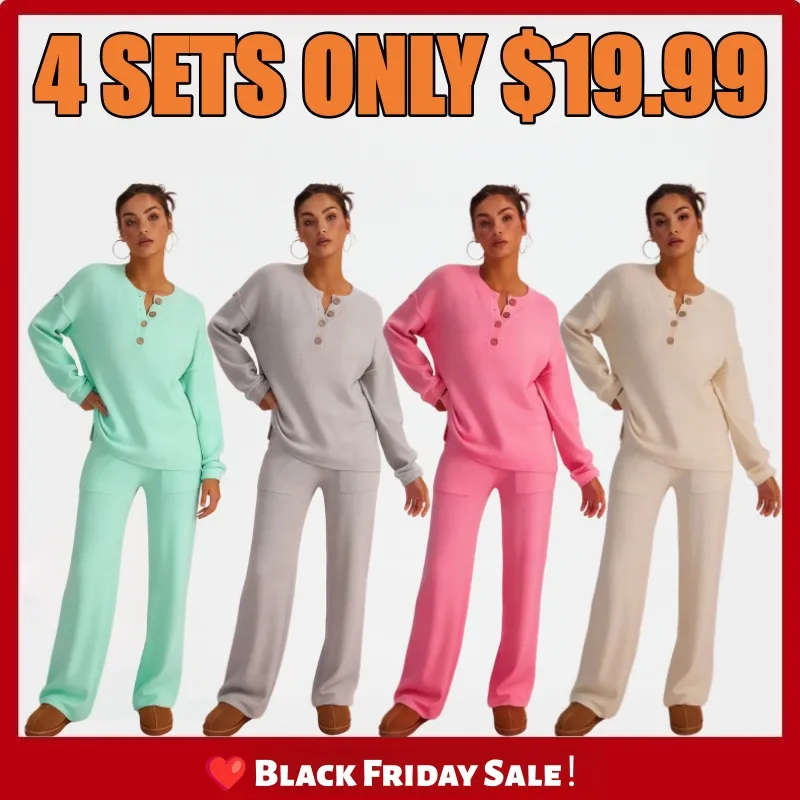 Women's Cozy Waffle Knit Loungewear Set